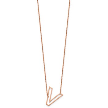 Sterling Silver/Rose Gold-Plated Sideways Cut Out Initial V Necklace — alternate view
