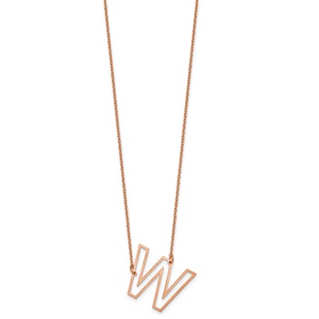 Sterling Silver/Rose Gold-Plated Sideways Cut Out Initial W Necklace — alternate view