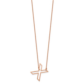 Sterling Silver/Rose Gold-Plated Sideways Cut Out Initial X Necklace — alternate view