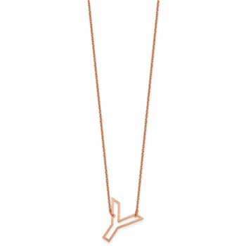 Sterling Silver/Rose Gold-Plated Sideways Cut Out Initial Y Necklace — alternate view