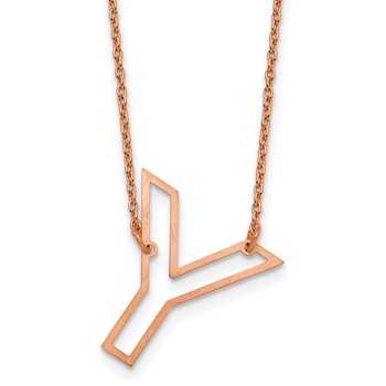 Sterling Silver/Rose Gold-Plated Sideways Cut Out Initial Y Necklace
