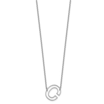 Sterling Silver Sideways Cut Out Initial C Necklace — alternate view