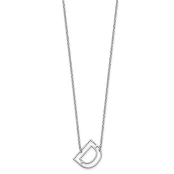 Sterling Silver Sideways Cut Out Initial D Necklace — alternate view