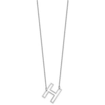 Sterling Silver Sideways Cut Out Initial H Necklace — alternate view