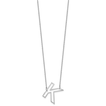 Sterling Silver Sideways Cut Out Initial K Necklace — alternate view