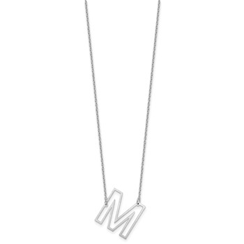 Sterling Silver Sideways Cut Out Initial M Necklace — alternate view