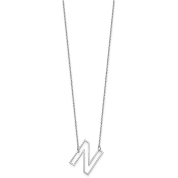 Sterling Silver Sideways Cut Out Initial N Necklace — alternate view