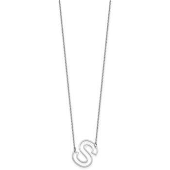 Sterling Silver Sideways Cut Out Initial S Necklace — alternate view