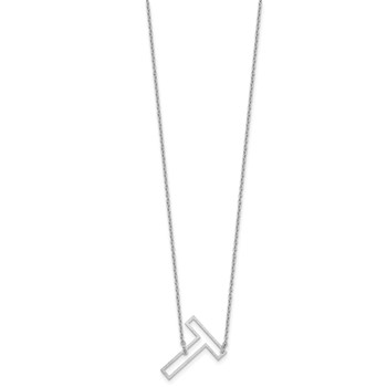 Sterling Silver Sideways Cut Out Initial T Necklace — alternate view