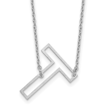 Sterling Silver Sideways Cut Out Initial T Necklace