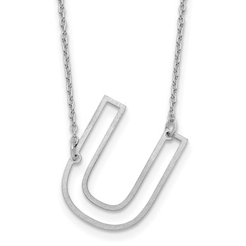 Sterling Silver Sideways Cut Out Initial U Necklace