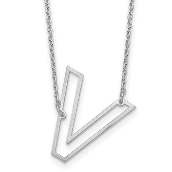 Sterling Silver Sideways Cut Out Initial V Necklace