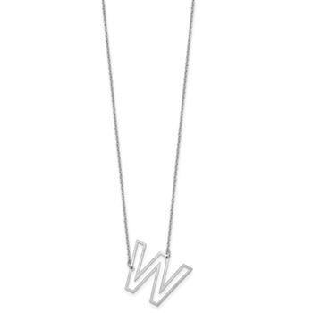 Sterling Silver Sideways Cut Out Initial W Necklace — alternate view