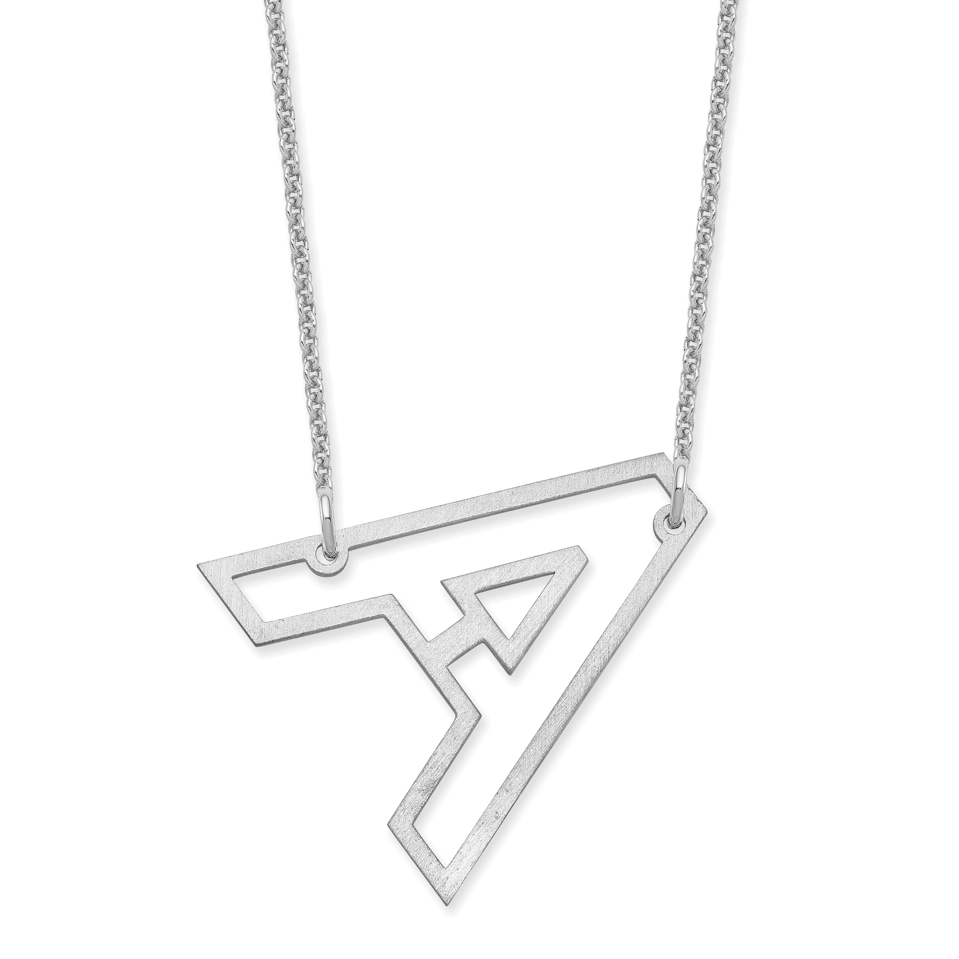 10k White Gold Sideways Cut-out Initial A Necklace