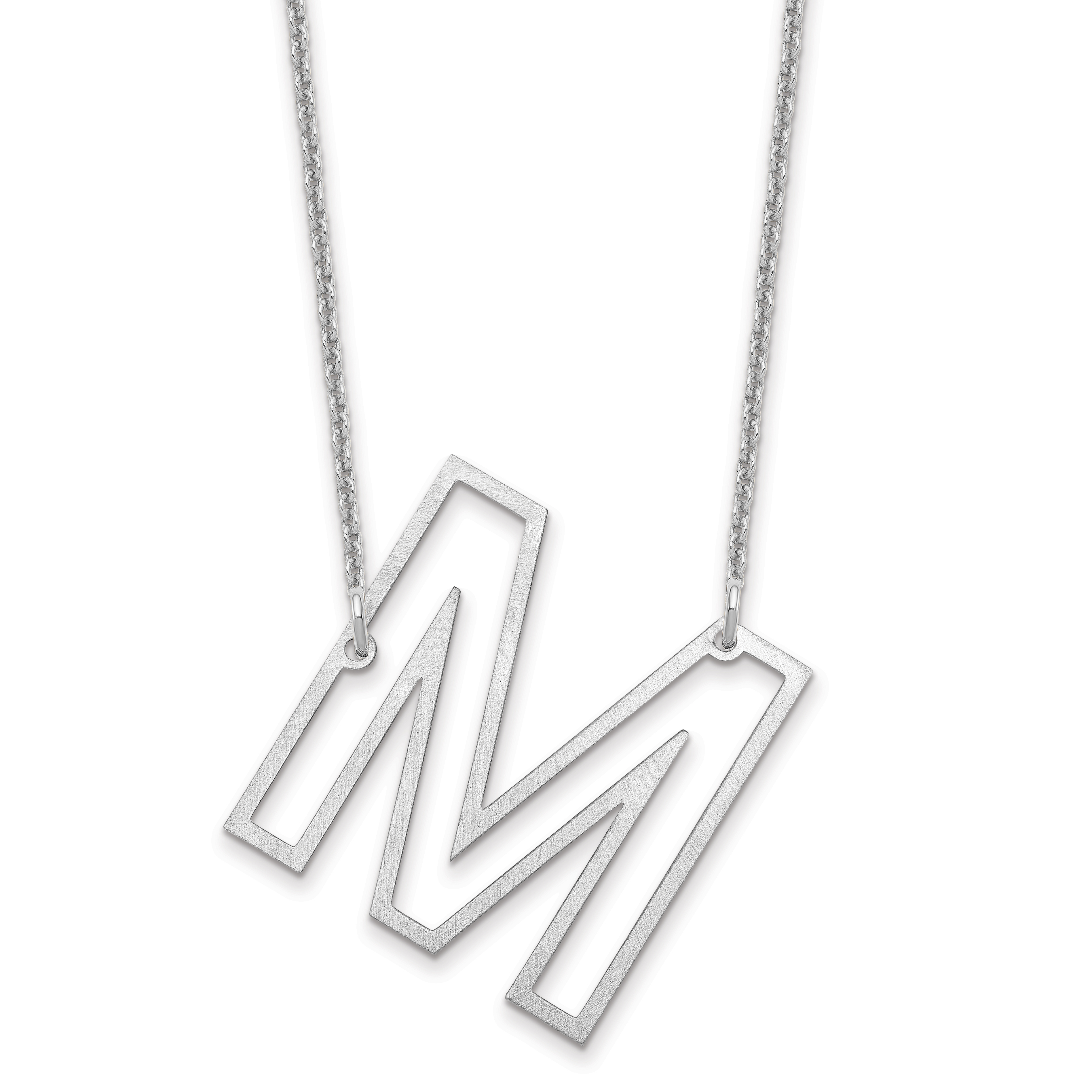 10k White Gold Sideways Cut Out Initial M Necklace