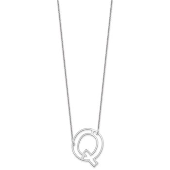 14k White Gold Sideways Cut Out Initial Q Necklace — alternate view