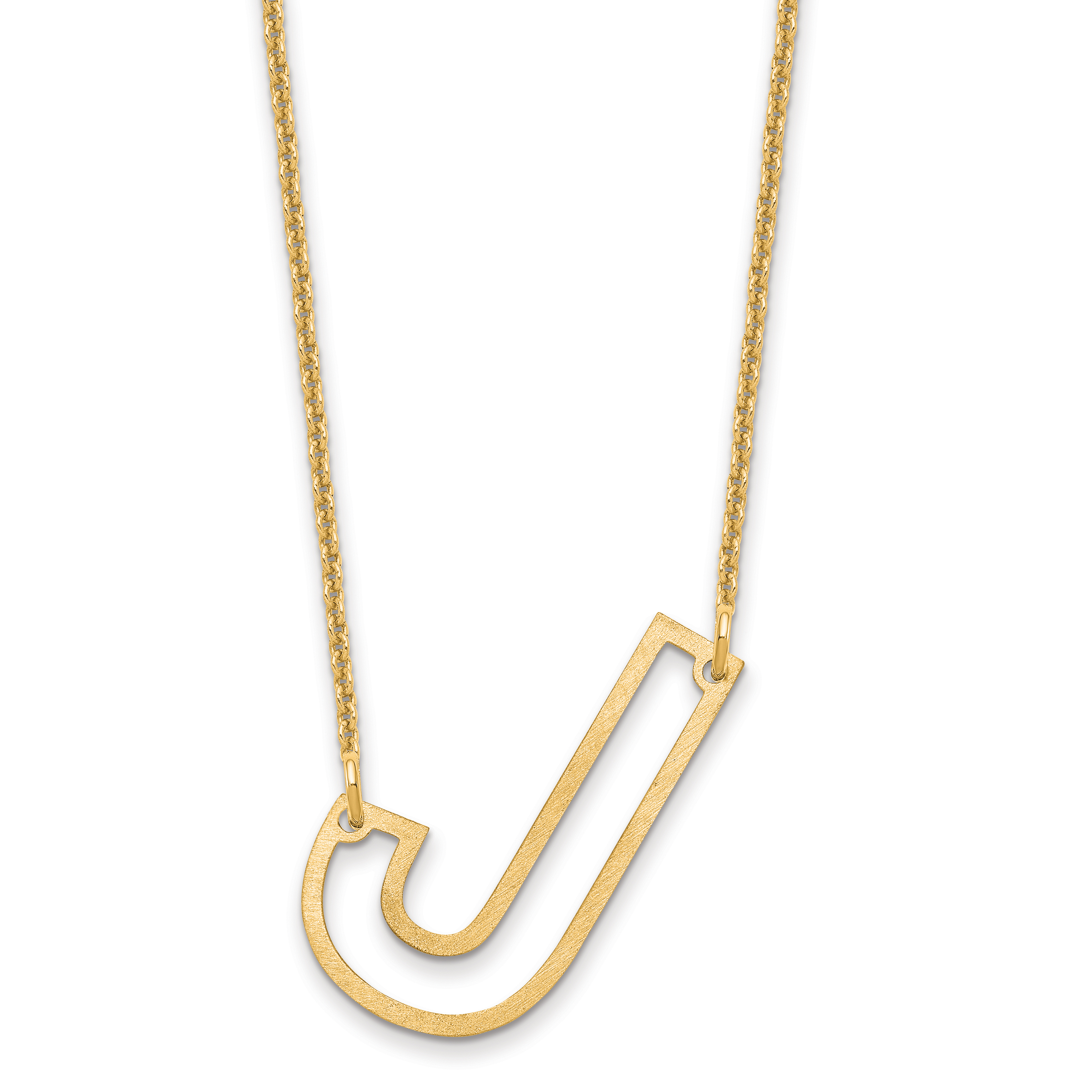 10k Yellow Gold Sideways Cut Out Initial J Necklace