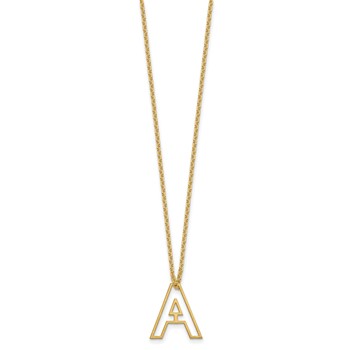Sterling Silver/Gold-Plated Cut Out Slide Initial A Necklace — alternate view