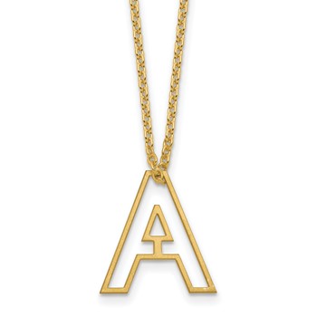 Sterling Silver/Gold-Plated Cut Out Slide Initial A Necklace