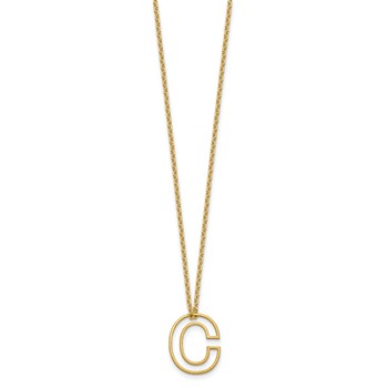 Sterling Silver/Gold-Plated Cut Out Slide Initial C Necklace — alternate view