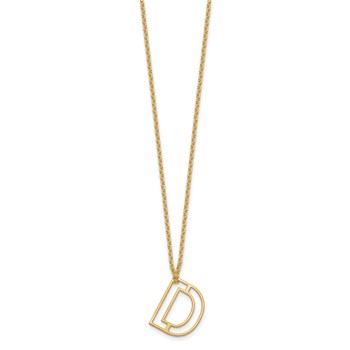 Sterling Silver/Gold-Plated Cut Out Slide Initial D Necklace — alternate view