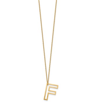 Sterling Silver/Gold-Plated Cut Out Slide Initial F Necklace — alternate view