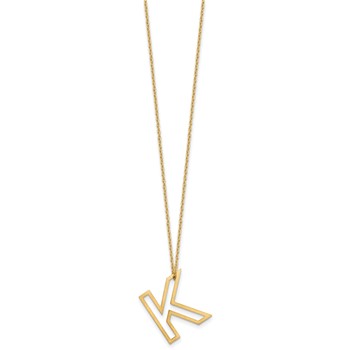 Sterling Silver/Gold-Plated Cut Out Slide Initial K Necklace — alternate view