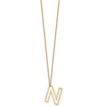 Sterling Silver/Gold-Plated Cut Out Slide Initial N Necklace — alternate view