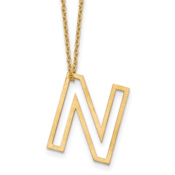 Sterling Silver/Gold-Plated Cut Out Slide Initial N Necklace