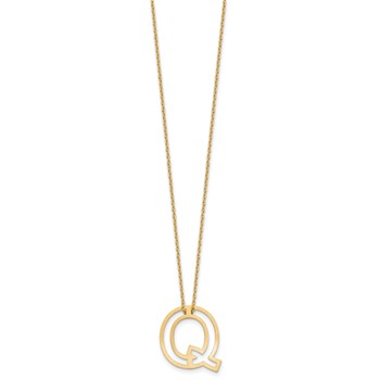 Sterling Silver/Gold-Plated Cut Out Slide Initial Q Necklace — alternate view