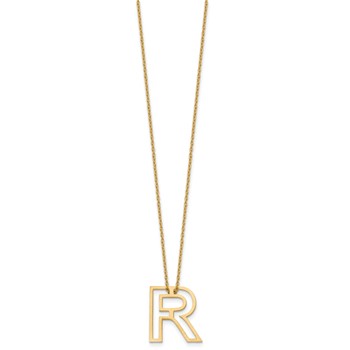 Sterling Silver/Gold-Plated Cut Out Slide Initial R Necklace — alternate view
