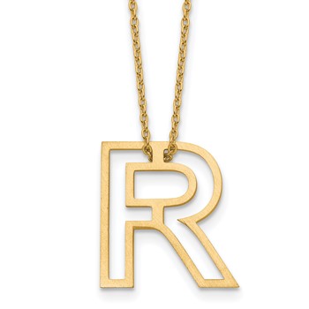 Sterling Silver/Gold-Plated Cut Out Slide Initial R Necklace
