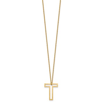 Sterling Silver/Gold-Plated Cut Out Slide Initial T Necklace — alternate view