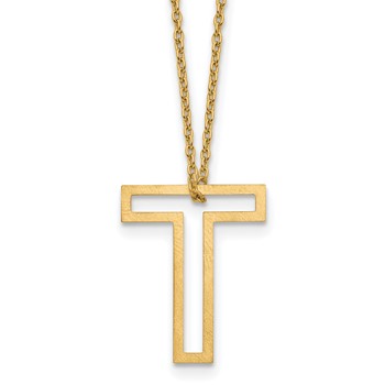 Sterling Silver/Gold-Plated Cut Out Slide Initial T Necklace