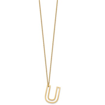 Sterling Silver/Gold-Plated Cut Out Slide Initial U Necklace — alternate view