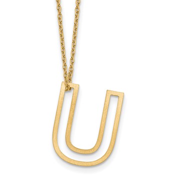 Sterling Silver/Gold-Plated Cut Out Slide Initial U Necklace