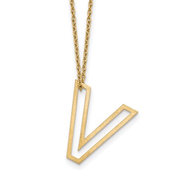 Sterling Silver/Gold-Plated Cut Out Slide Initial V Necklace