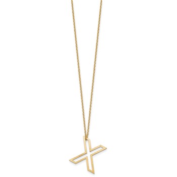 Sterling Silver/Gold-Plated Cut Out Slide Initial X Necklace — alternate view