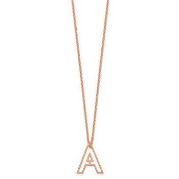 Sterling Silver/Rose Gold-Plated Cut Out Slide Initial A Necklace — alternate view