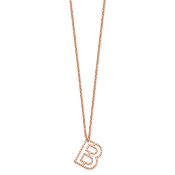 Sterling Silver/Rose-plated Cut-out initial Slide Necklace — alternate view