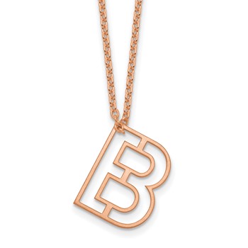 Sterling Silver/Rose-plated Cut-out initial Slide Necklace