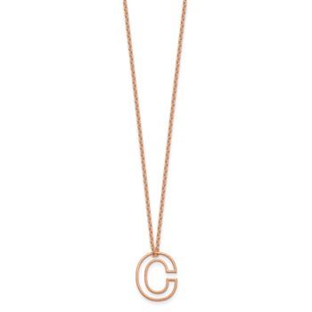 Sterling Silver/Rose Gold-Plated Cut Out Slide Initial C Necklace — alternate view