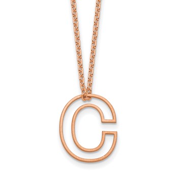 Sterling Silver/Rose Gold-Plated Cut Out Slide Initial C Necklace