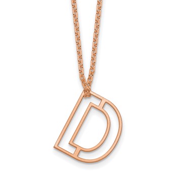 Sterling Silver/Rose Gold-Plated Cut Out Slide Initial D Necklace