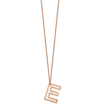 Sterling Silver/Rose Gold-Plated Cut Out Slide Initial E Necklace — alternate view