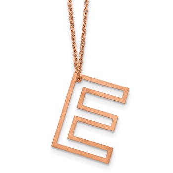 Sterling Silver/Rose Gold-Plated Cut Out Slide Initial E Necklace