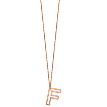 Sterling Silver/Rose Gold-Plated Cut Out Slide Initial F Necklace — alternate view