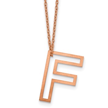 Sterling Silver/Rose Gold-Plated Cut Out Slide Initial F Necklace