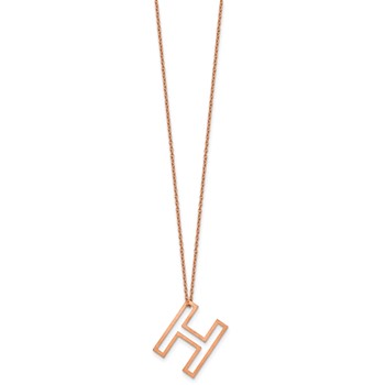 Sterling Silver/Rose Gold-Plated Cut Out Slide Initial H Necklace — alternate view