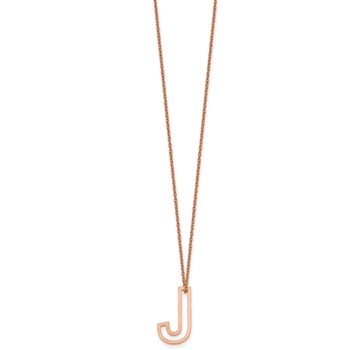 Sterling Silver/Rose Gold-Plated Cut Out Slide Initial J Necklace — alternate view